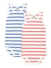 Petit Bateau Organic-cotton Bodies Set In Blue