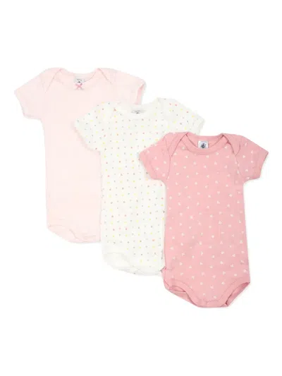 Petit Bateau Babies' Organic Cotton Body (set Of Three) In Pink