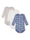 Petit Bateau Organic Cotton Bodysuit (pack Of Three) In Neutrals