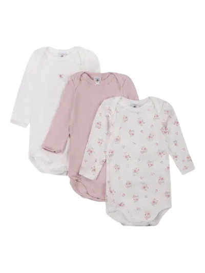 Petit Bateau Babies' Organic Cotton Bodysuit (pack Of Three) In White