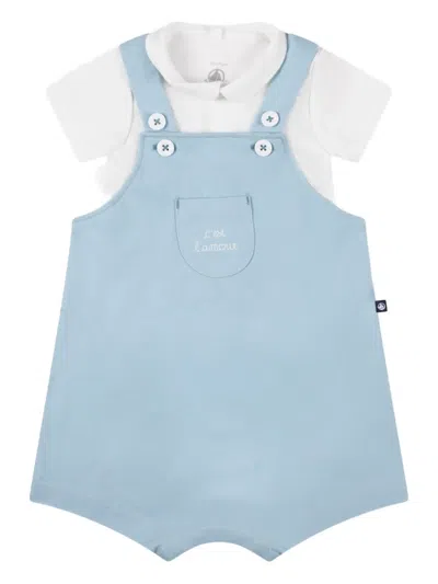 Petit Bateau Babies' Organic-cotton Salopette In Blue
