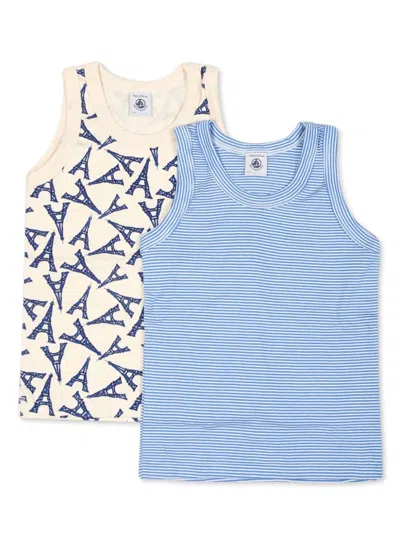 Petit Bateau Kids' Organic Cotton Tank Top (set Of Two) In White