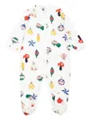 Petit Bateau Ornament-print Babygrow In White