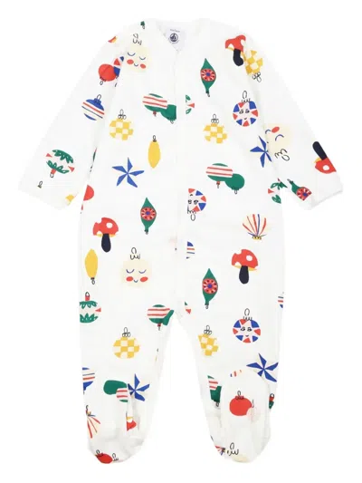 Petit Bateau Ornament-print Babygrow In White