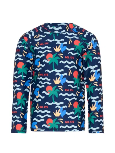Petit Bateau Kids' Palm-print Rlong-sleeve Swim T-shirt In Multi
