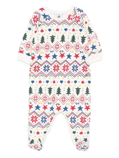 Petit Bateau Patterned Babygrow In White