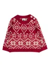 Petit Bateau Patterned Crewneck Sweater In Red