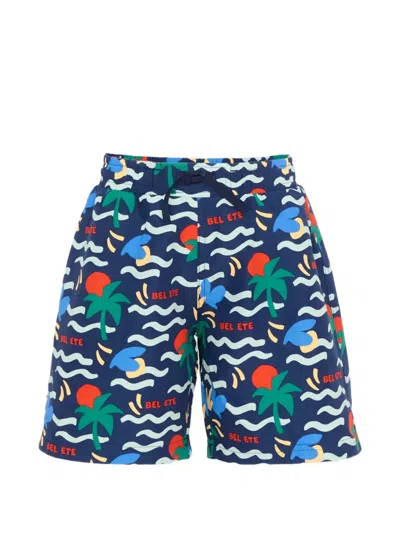 Petit Bateau Kids' Patterned Swim Shorts In Blue