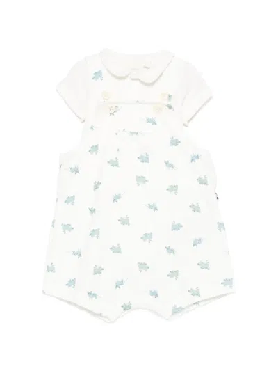 Petit Bateau Babies' Peter-pan Collar Dungaree Set In Multi