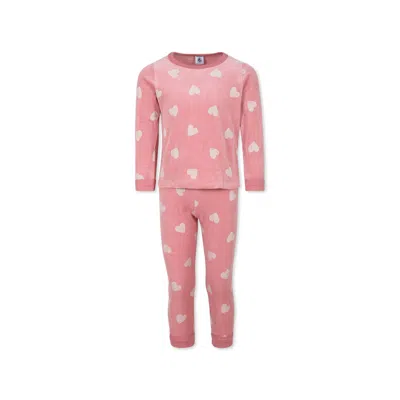 Petit Bateau Kids' Pink Pajamas For Girl With Hearts