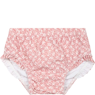 Petit Bateau Pink Swim Briefs For Baby Girl With Flowers Print
