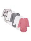 Petit Bateau Printed Bodysuit (pack Of Five) In Neutrals