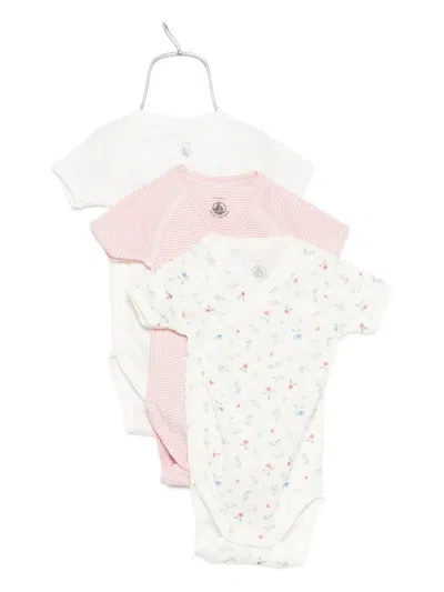 Petit Bateau Babies' Printed Bodysuits (pack Of Three) In Neutral