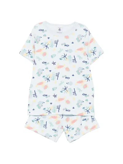 Petit Bateau Kids' Printed Pyjama Set In White