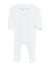 Petit Bateau Printed Velour Babygrow In Blue