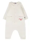 Petit Bateau "p´tit Coeur" Ruffled-collar Knitted Romper In White