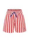 Petit Bateau Striped Swim Shorts In Red
