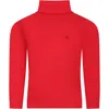 Petit Bateau Red Turtleneck For Kids With Logo In Red