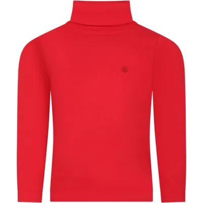Petit Bateau Red Turtleneck For Kids With Logo