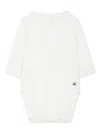 Petit Bateau Ruffle-collar Long-sleeve Bodysuit In White