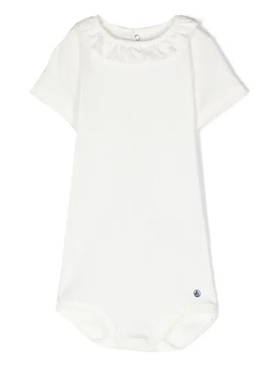 Petit Bateau Babies' Ruffled Cotton Body In White