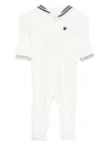 Petit Bateau Sailor-collar Velour Pajamas In White