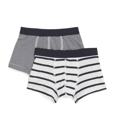 Petit Bateau Kids' Set Of 2 Cotton Stripe Boxers In White
