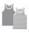 Petit Bateau Set Of 2 Cotton Stripe Vest Tops In Multi