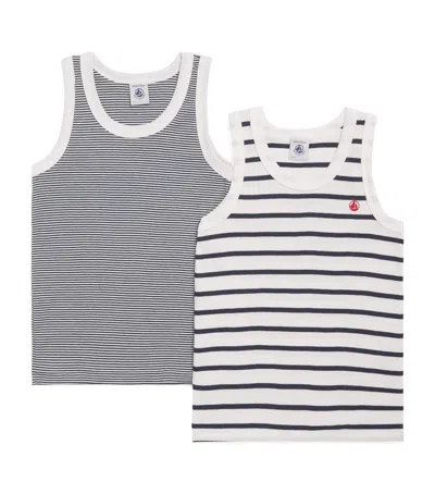 Petit Bateau Kids' Set Of 2 Cotton Stripe Vest Tops In Multi