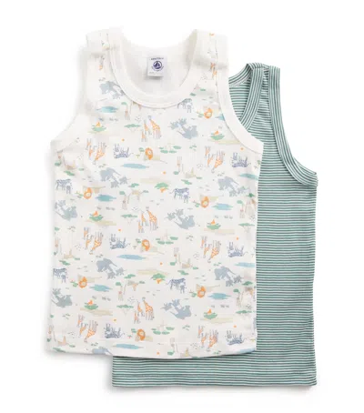 Petit Bateau Kids' Set Of 2 Cotton Vest Tops In Multi