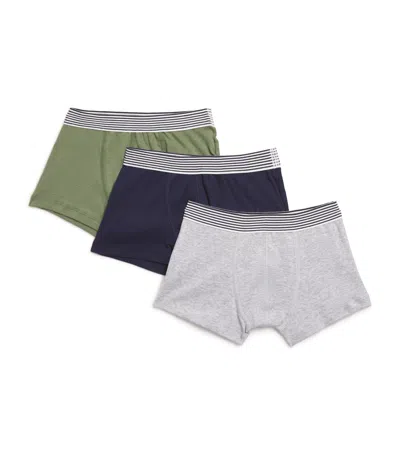 Petit Bateau Kids' Set Of 3 Cotton Boxers In Gray