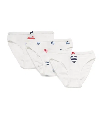 Petit Bateau Kids' Set Of 3 Cotton Briefs In White