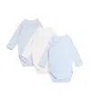 Petit Bateau Set Of 3 Organic Cotton Bodysuits In Multi