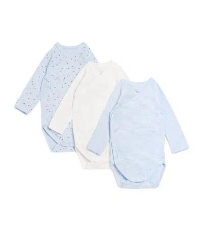 Petit Bateau Kids' Set Of 3 Organic Cotton Bodysuits In Multi