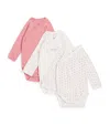 Petit Bateau Set Of 3 Organic Cotton Bodysuits In Multi