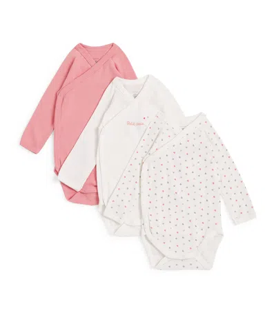 Petit Bateau Kids' Set Of 3 Organic Cotton Bodysuits In Multi