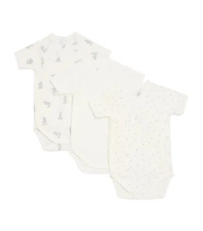 Petit Bateau Kids' Set Of 3 Organic Cotton Bodysuits In Neutral