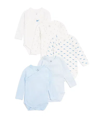 Petit Bateau Kids'  Set Of 5 Cotton Bodysuits
