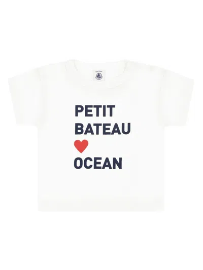 Petit Bateau Babies' Short-sleeve Cotton T-shirt In White