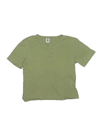 Pre-owned Petit Bateau Kids' Short Sleeve Henley Shirt In Green