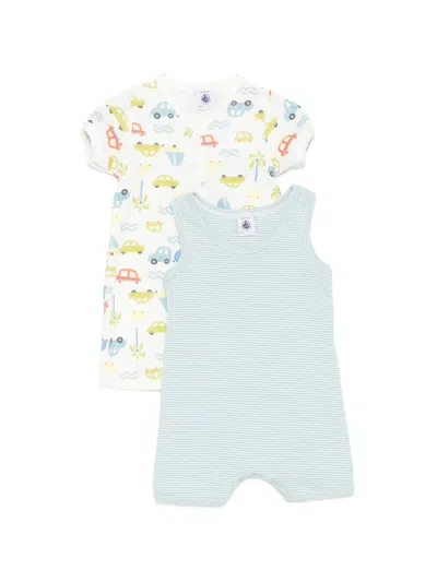 Petit Bateau Babies' Short-sleeve Rompers (set Of Two) In Multi