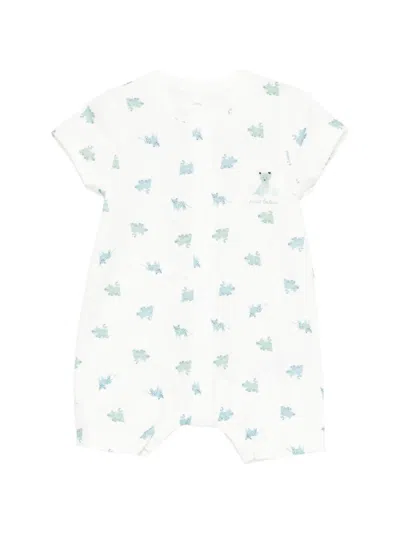 Petit Bateau Babies' Short-sleeved Printed Shorties In White
