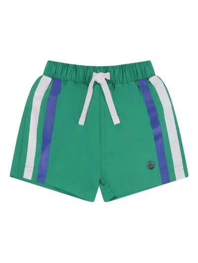 Petit Bateau Babies' Side-stripe Swim Shorts In Green