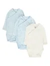Petit Bateau Star-print Bodies (pack Of Three) In Blue