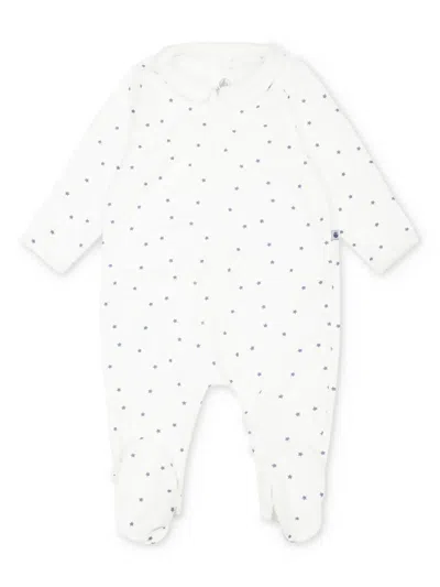 Petit Bateau Babies' Star-print Cotton Romper In White