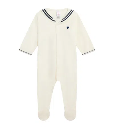 Petit Bateau Babies' Stripe-detail All-in-one In White