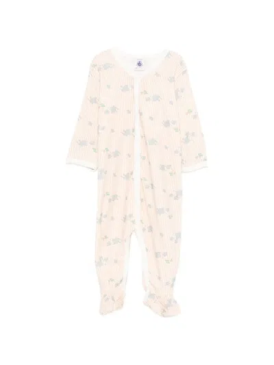 Petit Bateau Babies' Striped Animal-print Pajamas In Pink