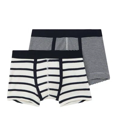 Petit Bateau Kids' Striped Bi-pack Boxer In Blu