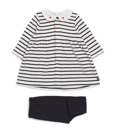 Petit Bateau Striped Blouse And Leggings Set (3-18 Months) In Multi