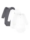 Petit Bateau Striped Bodysuits (pack Of Three) In White